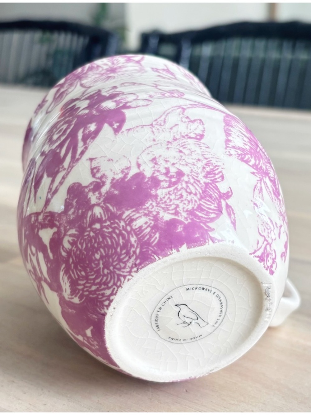 Anthropologie Pink Floral Ceramic Mug with Monogram - Picture 7 of 8